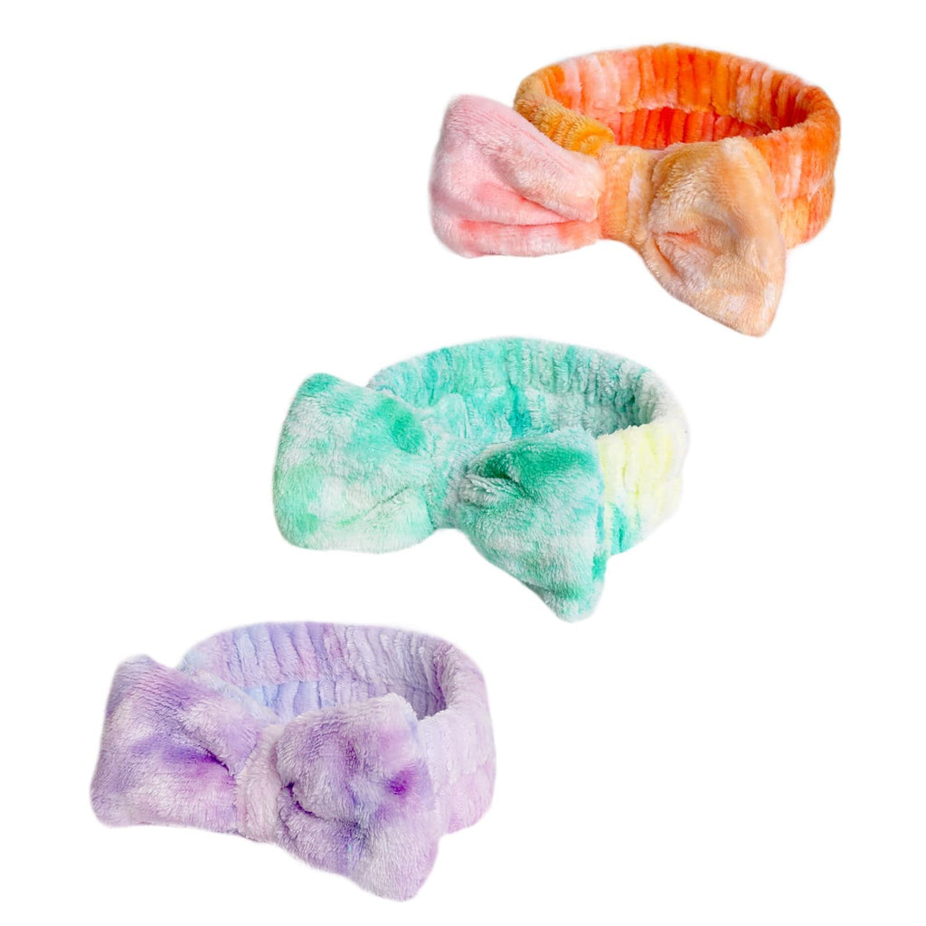 Spa Headband with Bow Tie Dye Plush Absorbent for Face Washing & Makeup
