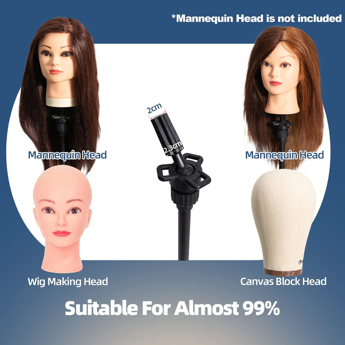 Tall Wig Stand Tripod for Mannequin Head, Adjustable & Stable Hair Styling
