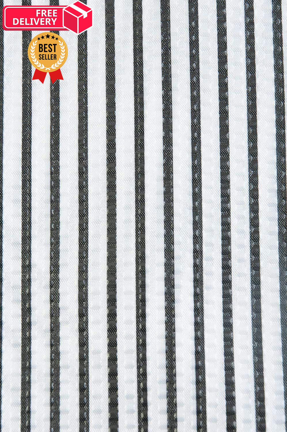 Seersucker Barber Cape with Stripe Pattern - 45x54 Inch, Black and White