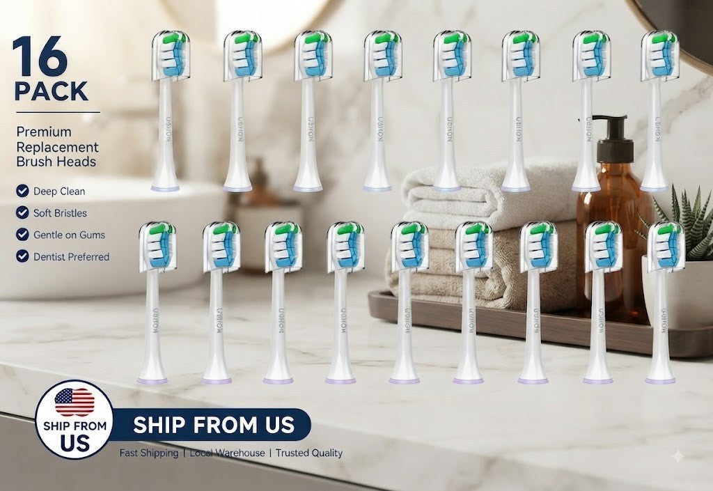 Replacement Toothbrush Heads for Philips Sonicare - 16 Pack Compatible with Snap-On Handles
