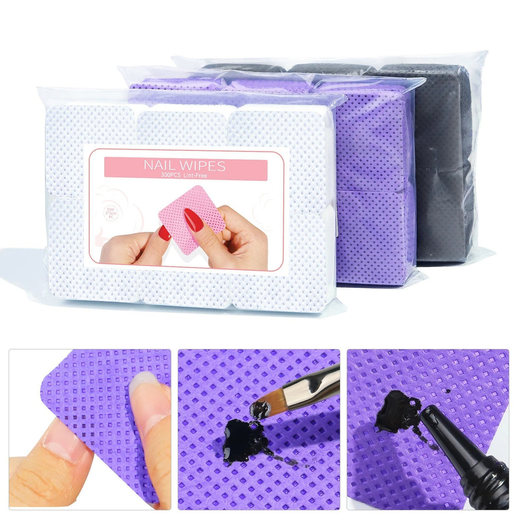 Lint-Free Nail Wipes Cotton Pads for Gel Polish Remover - 300 Pieces