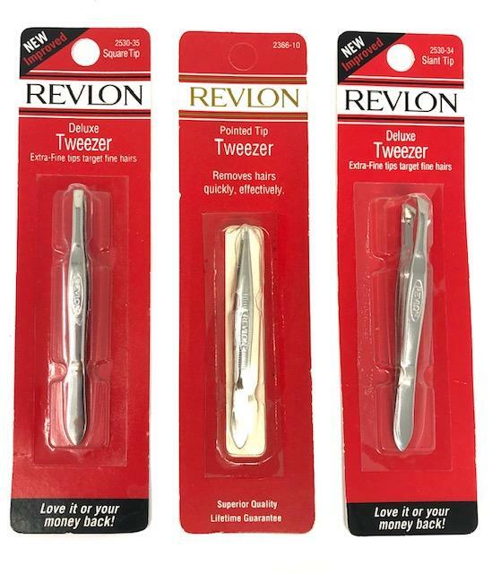 Deluxe Fine Tip Tweezers with Long Handles for Precision Hair Removal - Revlon