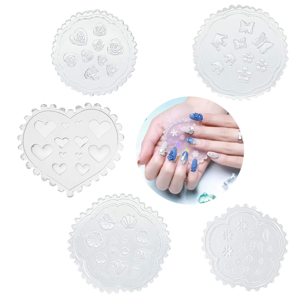 5 Pack 3D Nail Art Silicone Molds for DIY Nail Decoration - Assorted Designs