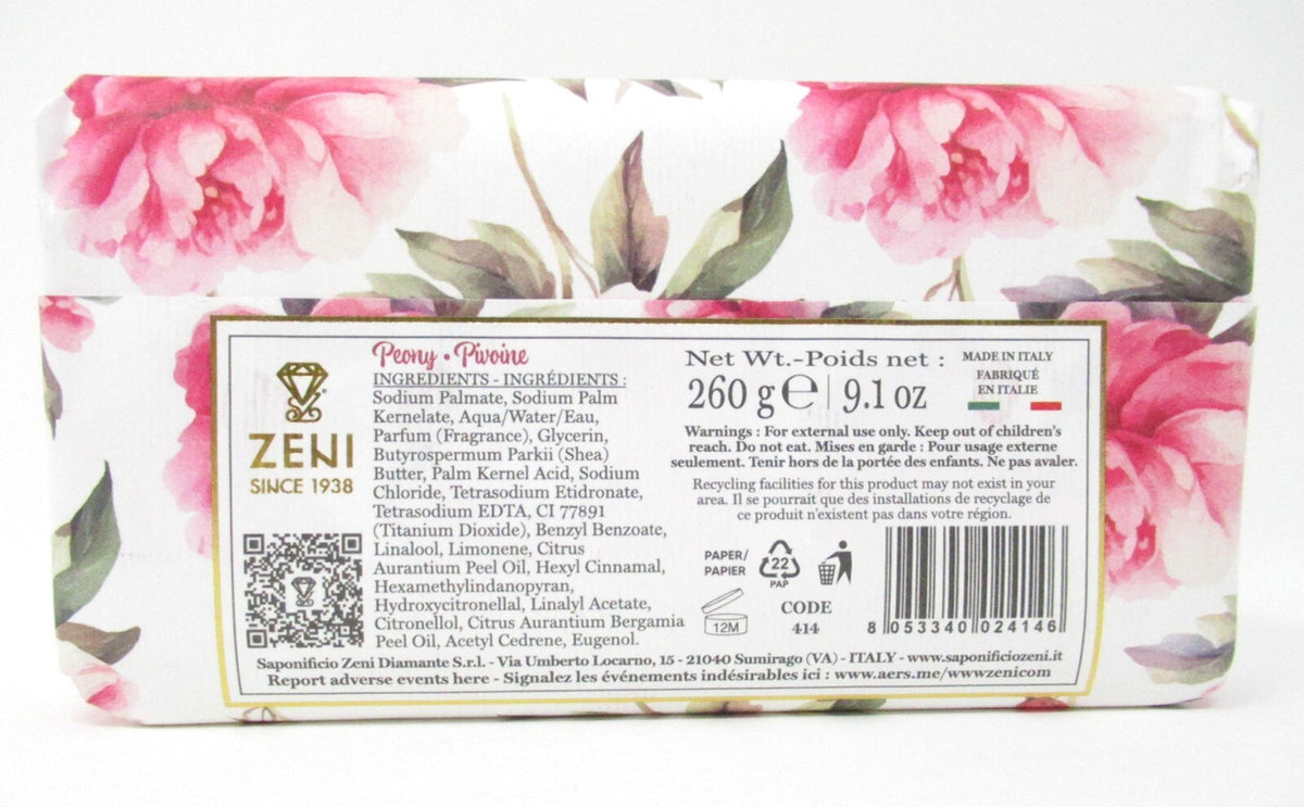 Luxury Italian Peony Scented Bath Bar Soap - 9.1oz Large Moisturizing