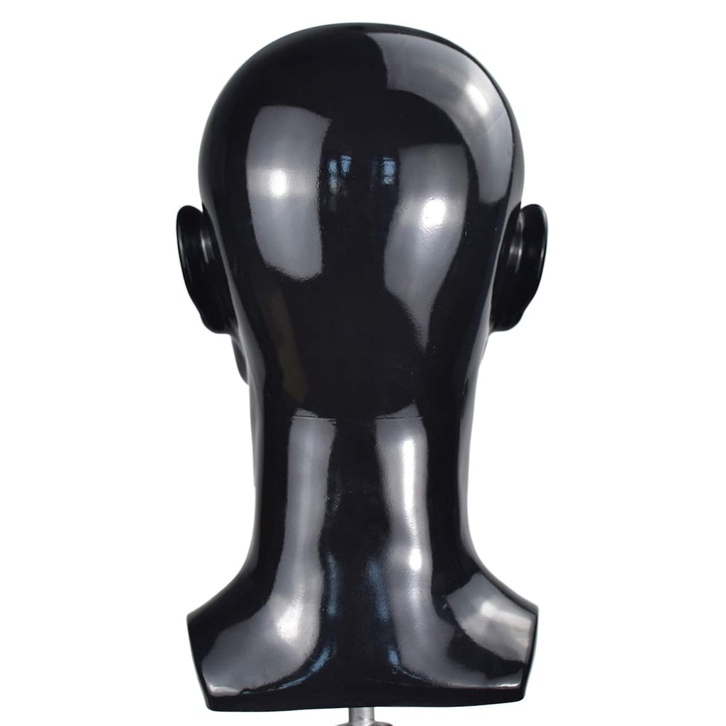 PVC Mannequin Head Black Male Display Stand for Wigs Hats and Accessories