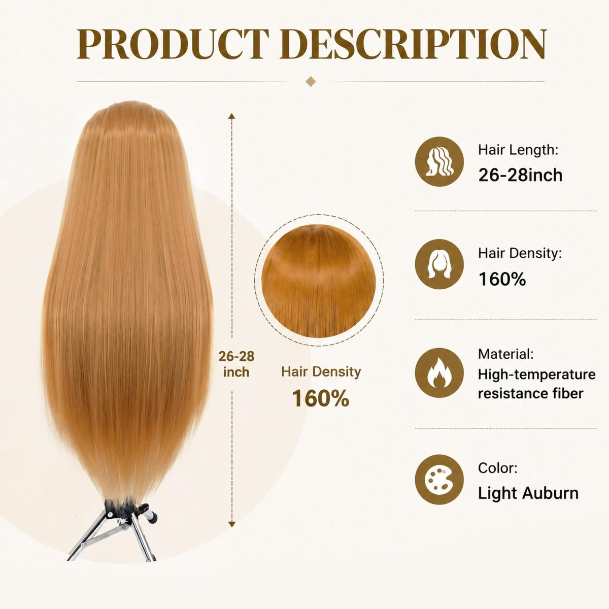 28-Inch Blonde Mannequin Head for Hair Styling and Braiding with Clamp
