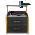 Wall-Mounted Salon Storage Cabinet with 2 Drawers & Hair Dryer Holder