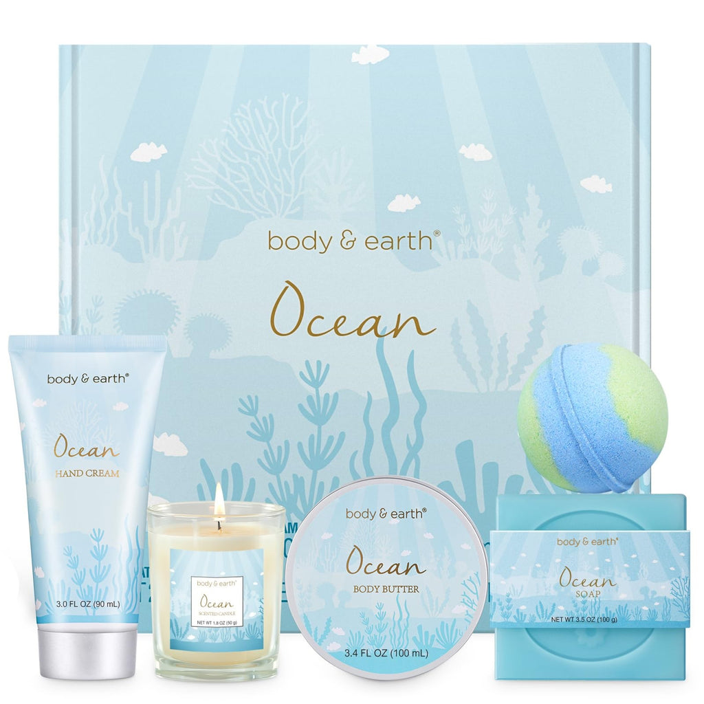 Bath and Body Gift Set for Women - 5 Piece Ocean Scent Spa Collection