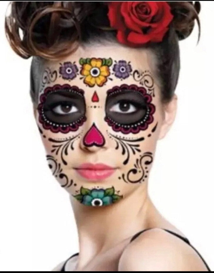 Day of the Dead Sugar Skull Temporary Tattoos for Face & Hands