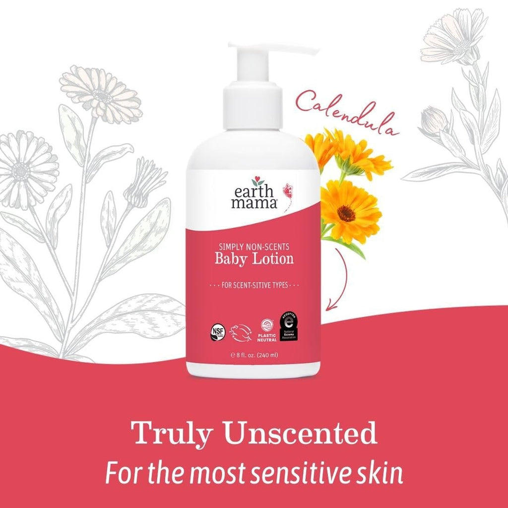 Unscented Baby Lotion for Dry Skin 8 oz - Organic & Hypoallergenic