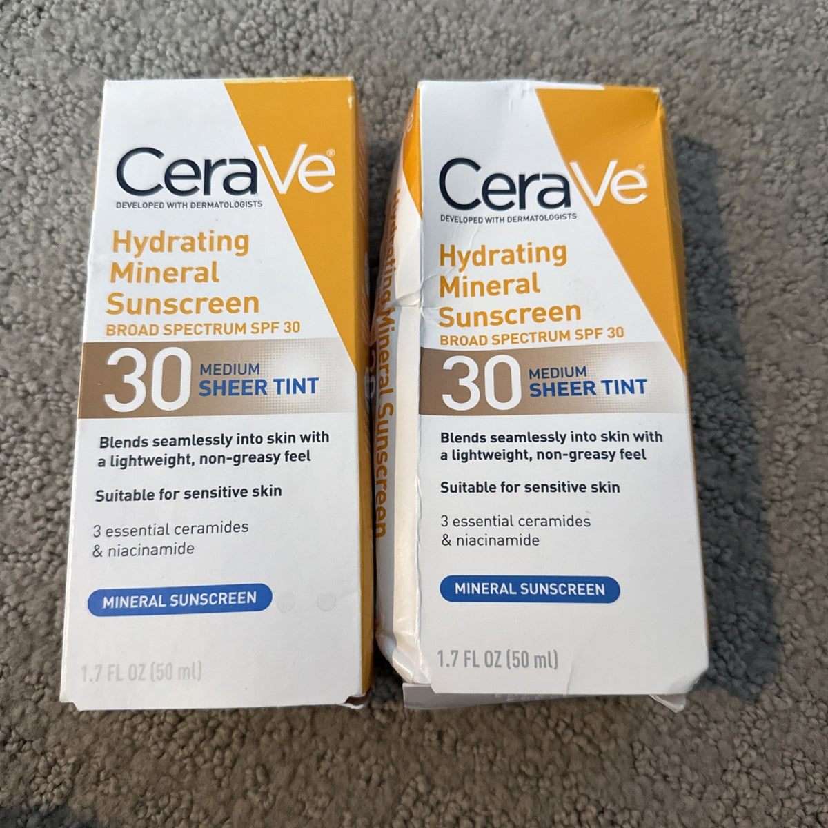 Mineral Sunscreen SPF 30 with Sheer Tint - Hydrating, Medium - 2 Pack