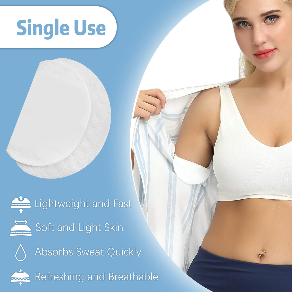 Disposable Underarm Sweat Pads - 100 Absorbing Stickers for Dryness & Comfort