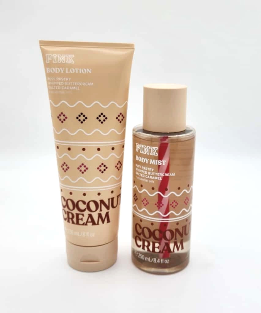 Pink Coconut Cream Body Mist & Lotion Set - Hydrating Fragrance Duo