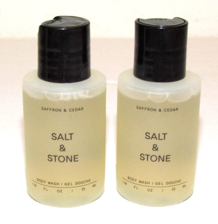 Salt & Stone Saffron & Cedar Body Wash Travel Set - 2 Mini 1.18 Oz Bottles