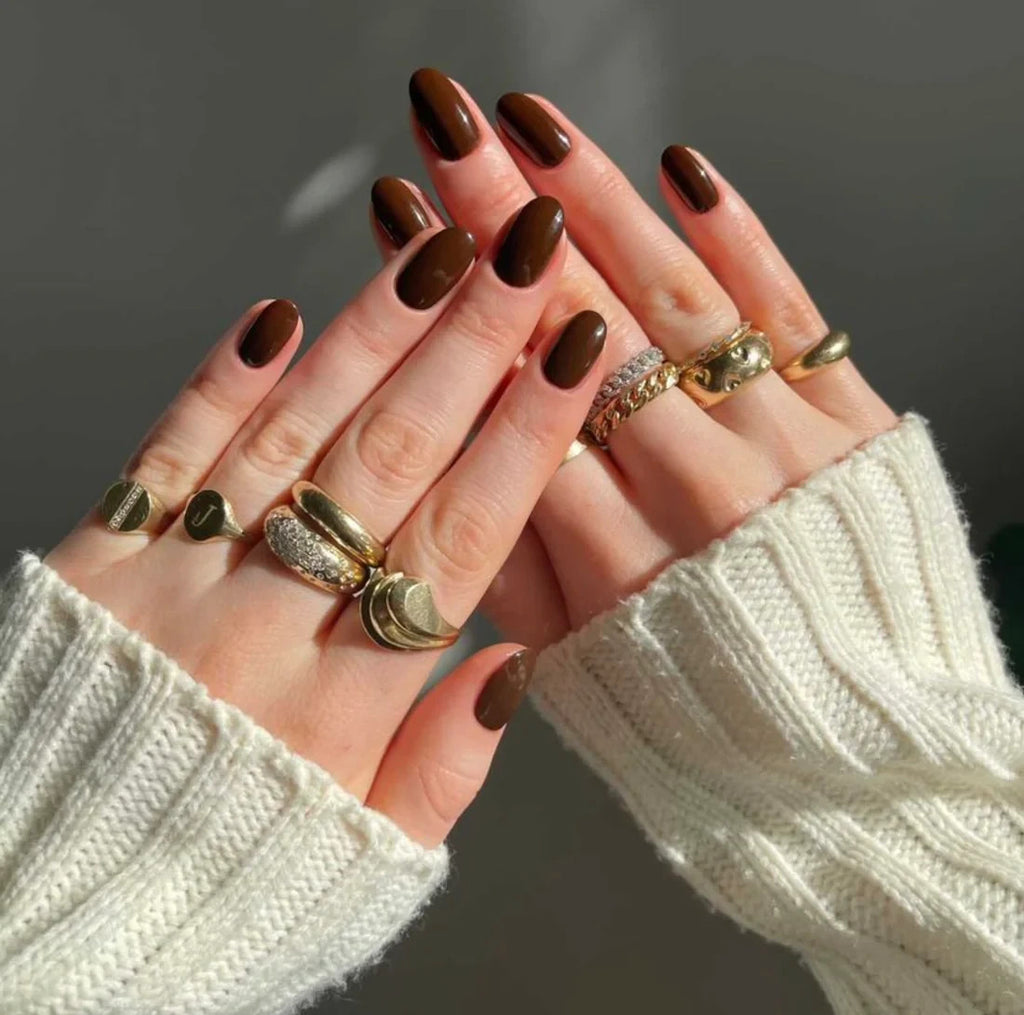 Walnut Brown Gel Nail Polish Set - Long-Lasting, Vitamin-Enriched 0.6 oz
