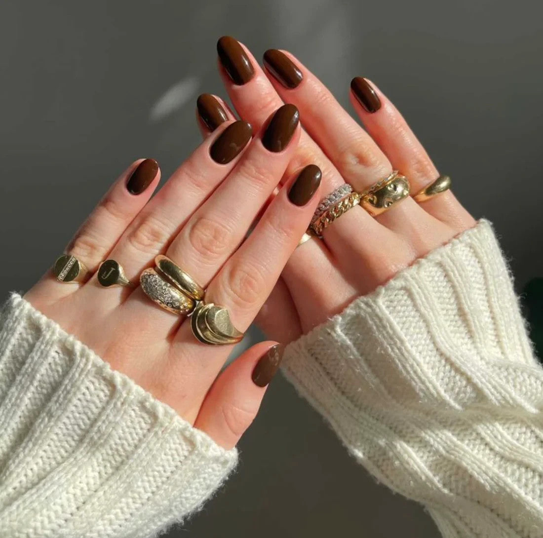 Walnut Brown Gel Nail Polish Set - Long-Lasting, Vitamin-Enriched 0.6 oz