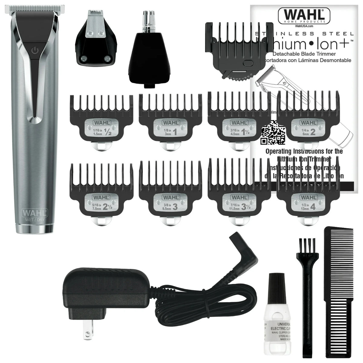 Hair Clipper Kit with Stainless Steel Blades and Multiple Attachments - Rechargeable Corded & Cordless