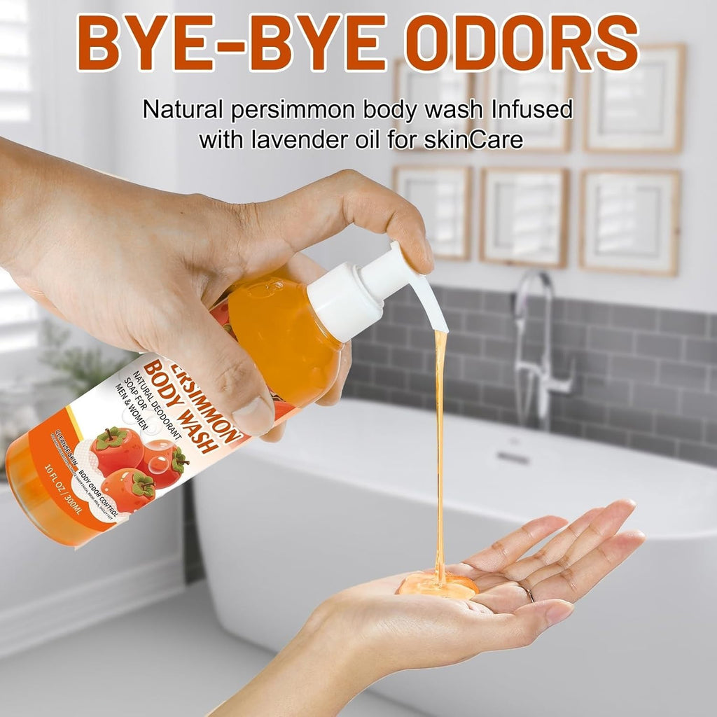 Persimmon Liquid Body Wash - Long-Lasting Odor Eliminator & Gentle Cleanser