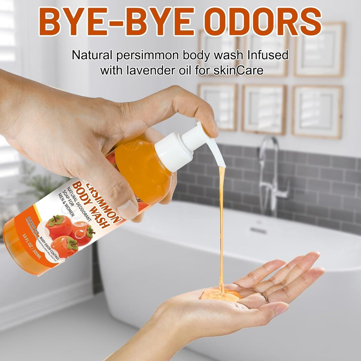 Persimmon Liquid Body Wash - Long-Lasting Odor Eliminator & Gentle Cleanser