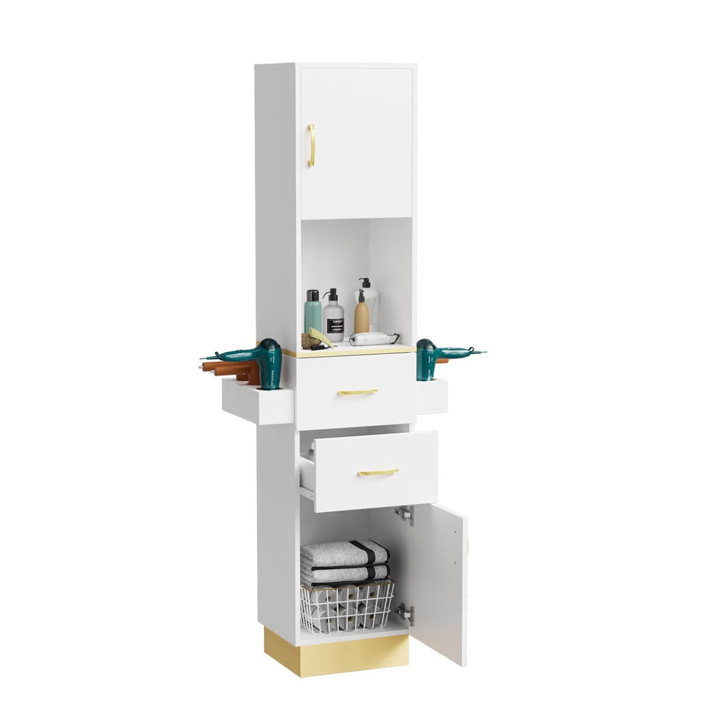 Hair Stylist Storage Cabinet with 2 Drawers & 2 Cabinets - Salon Organizer