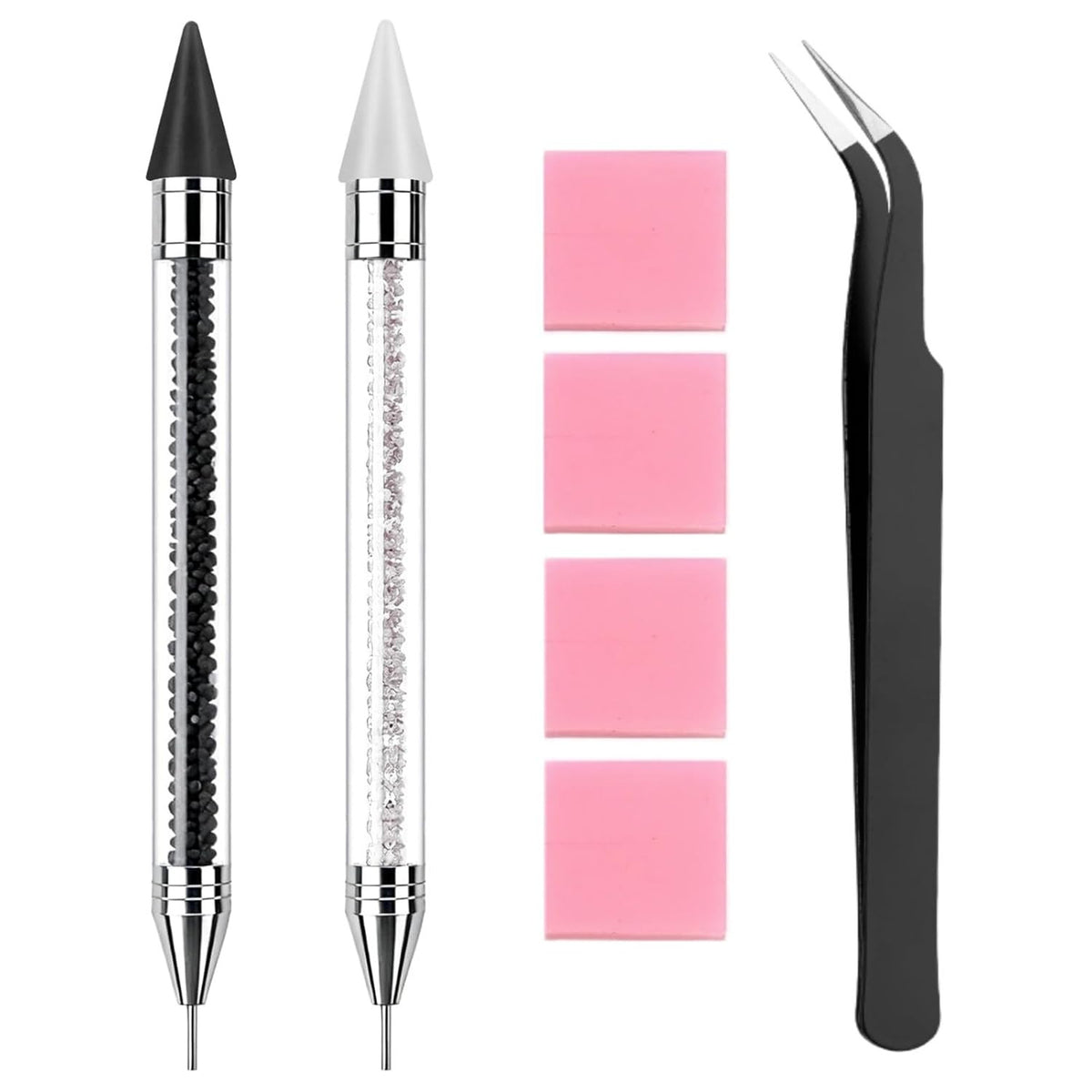 Rhinestone Picker Tool Set - 2 Pack Bedazzling Pen with Tweezer & Wax for Gems & Crystals