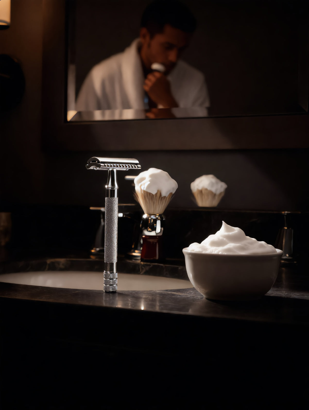 Safety Razor Double Edge with Stand & 5 Platinum Blades for Men - Close Shave