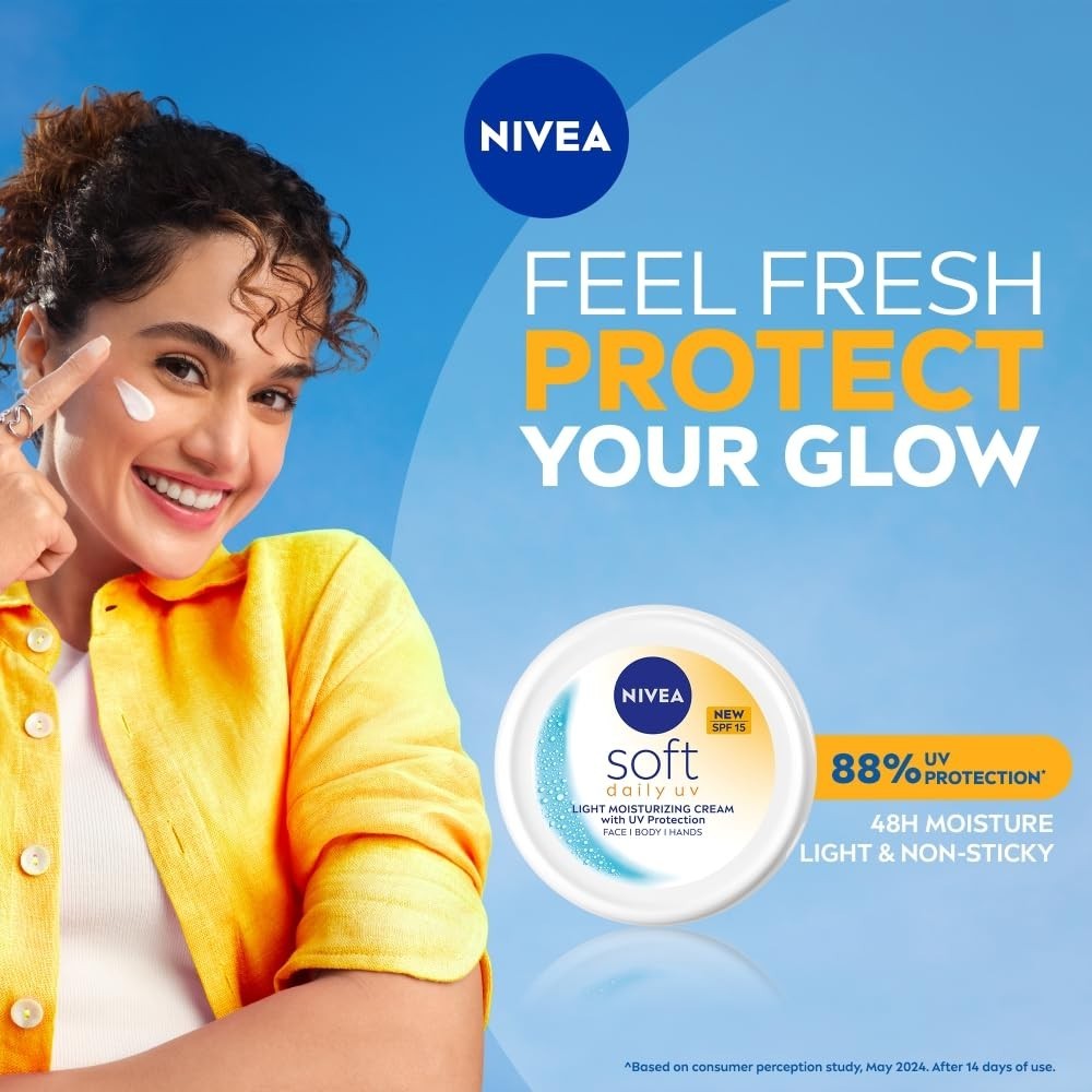NIVEA Soft Daily UV Light Moisturizing Cream SPF-15 200ml - Face & Body Lotion