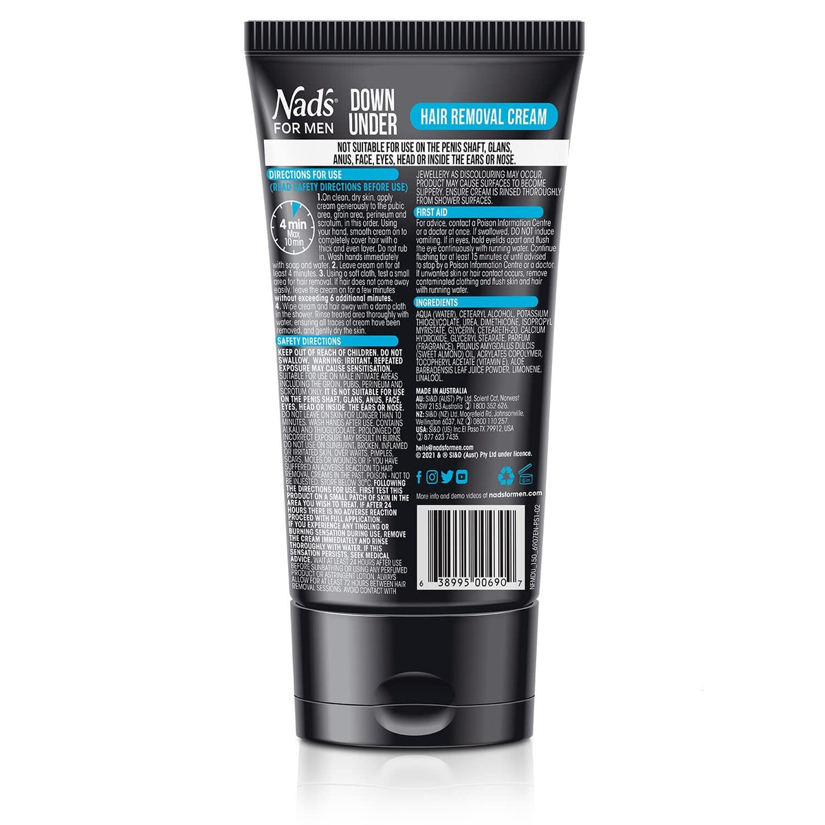 Men's Intimate Hair Removal Cream - Cruelty-Free, Painless, All Skin Types