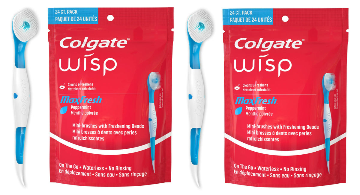 Disposable Mini Toothbrushes with Peppermint Beads - 2 Pack