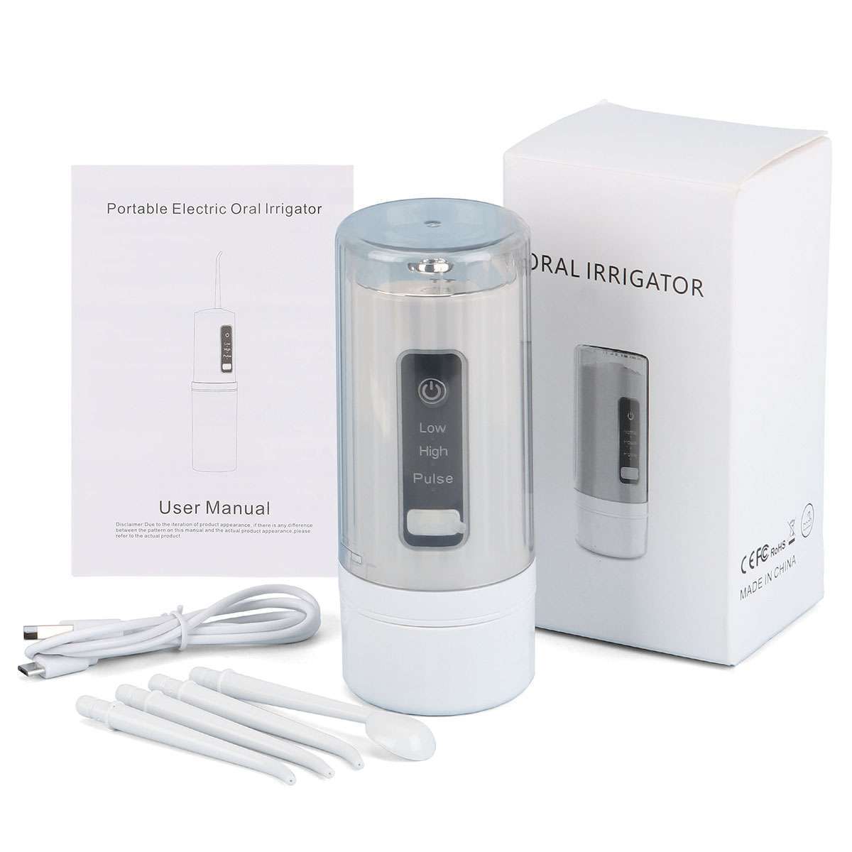 Cordless Water Flosser Oral Irrigator Teeth Cleaner with Tongue Scraper
