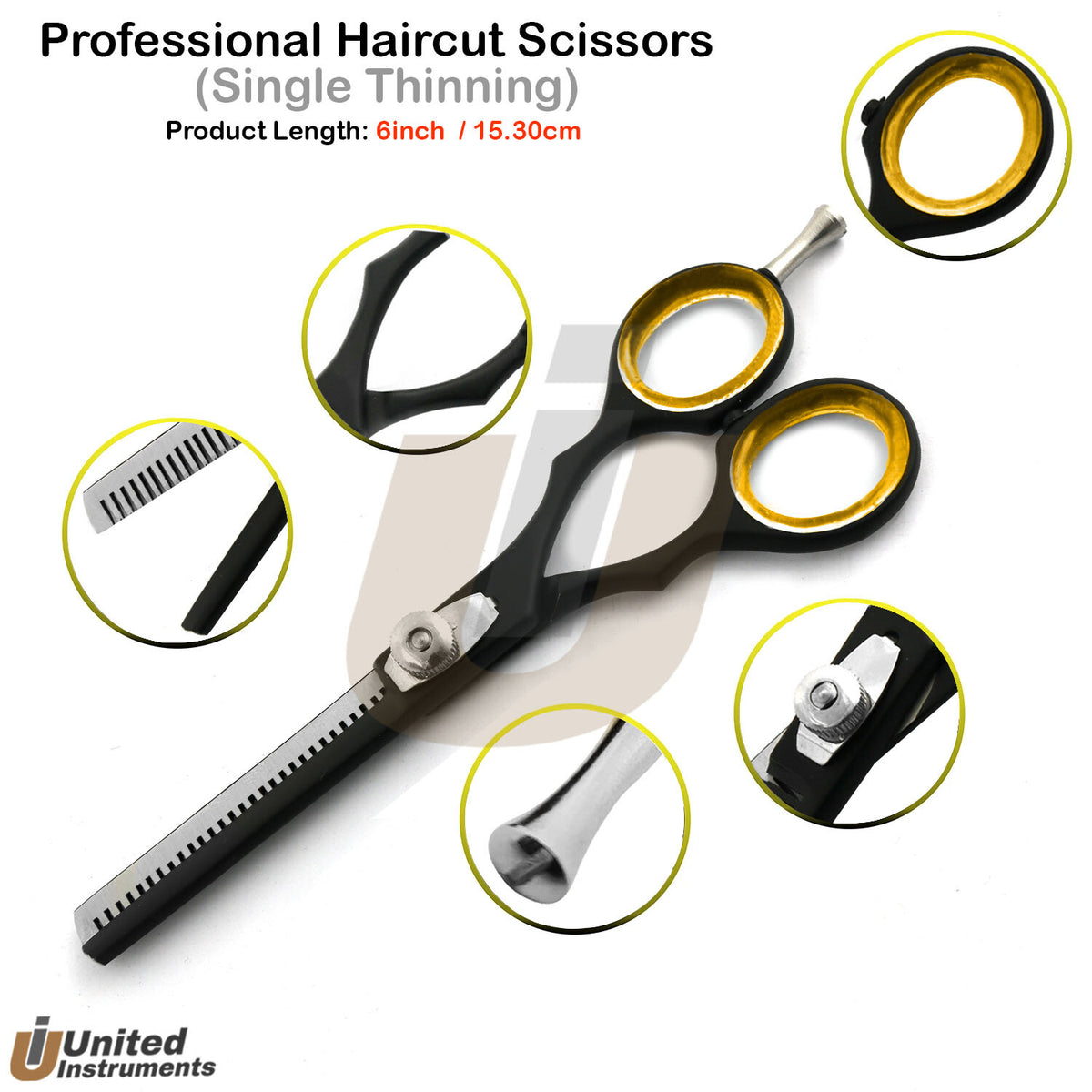 Hair Thinning Scissors Professional Razor Edge Styling Shears 6 Inch