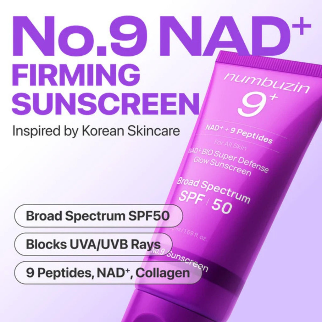 SPF 50 Sunscreen with NAD+ & Collagen for Anti-Aging & Dewy Glow - 50ml