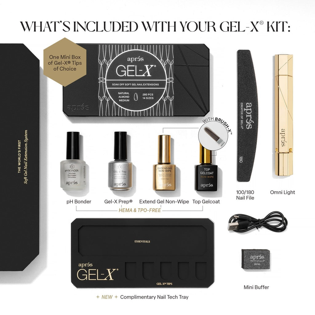Gel-X Nail Extension Kit with Tips and LED Light - Natural Almond Medium
