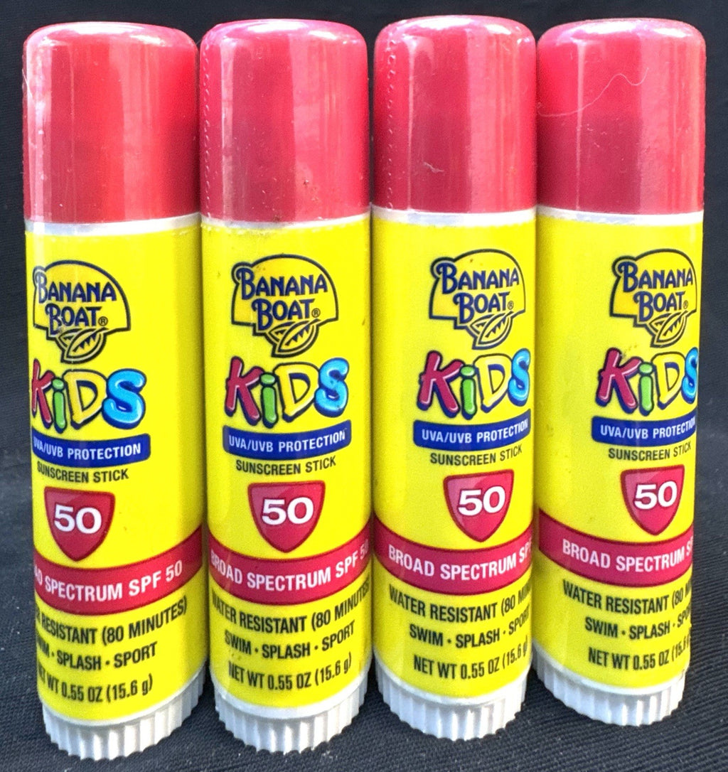 Kids SPF 50 Sunscreen Stick - Waterproof Sunblock for Children, 0.55oz Each, Pack of 4