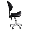 Adjustable Swivel Saddle Stool with Wheels for Bar & Salon Use - Black