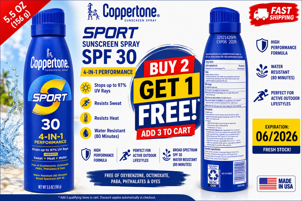 Performance Sunscreen Spray SPF 30 - Water Resistant 4-in-1 SPF 30 Sunscreen for Sports & Outdoor Activities