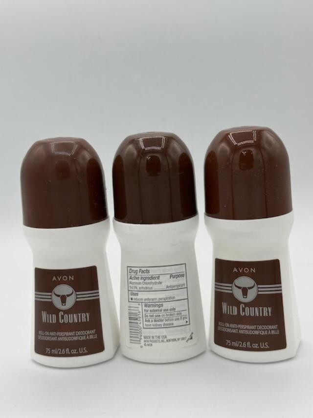 Avon Wild Country Roll-On Deodorant Bonus Size 2.6 oz 3-Pack