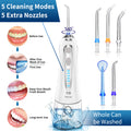 Cordless Water Flosser Oral Irrigator with 5 Jet Tips & 360° Nozzle