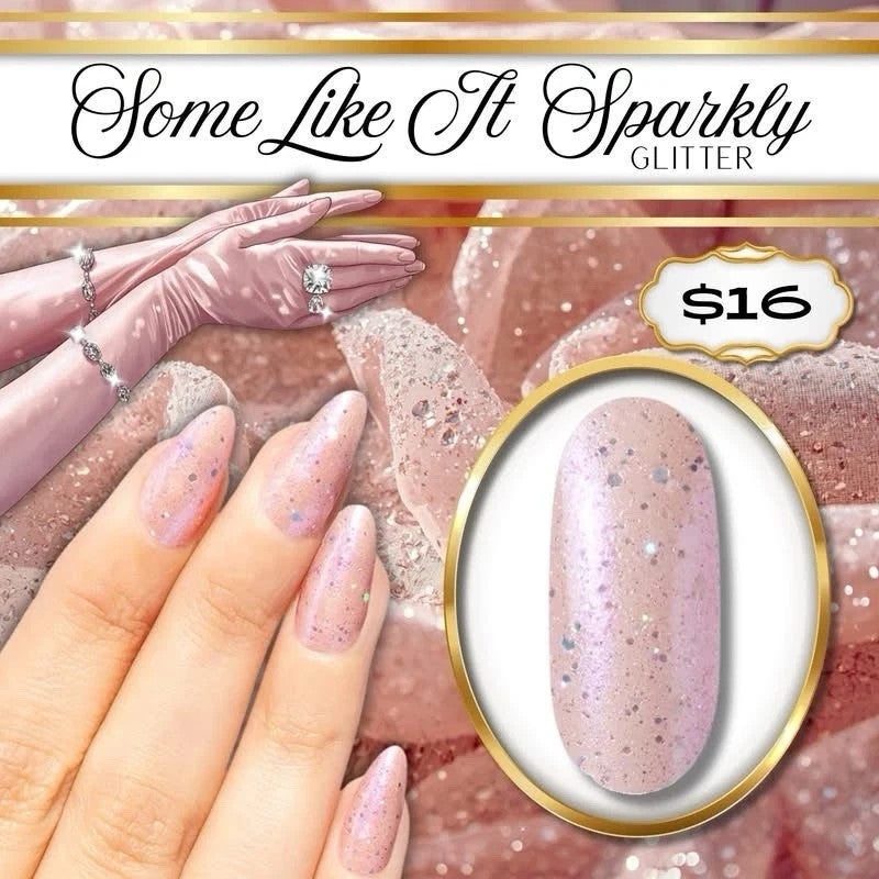 Sparkly Marilyn Monroe Nail Strips - Holographic Rosé Champagne Design