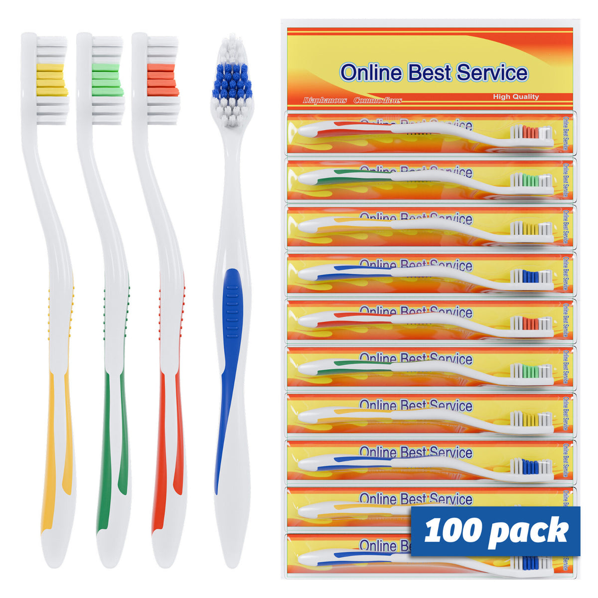 Bulk Pack of 100 Medium Soft Disposable Toothbrushes for Travel and Office Use