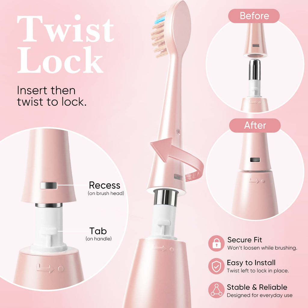 Sonic Electric Toothbrush with 5 Modes & 3 Brush Heads - Waterproof Rechargeable
