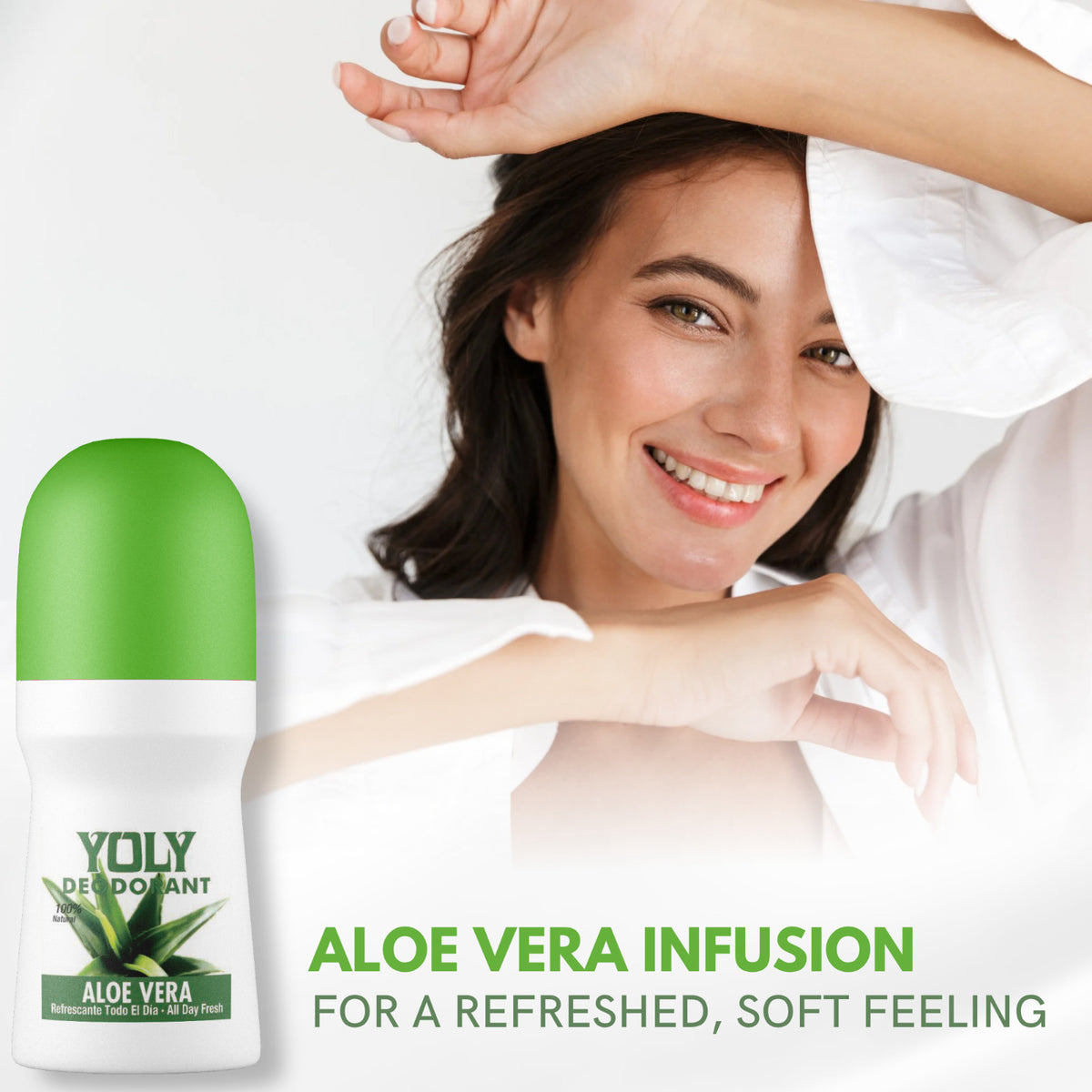 Yoly Aloe Vera Deodorant 3-Pack - Soft Refreshing, Paraben-Free