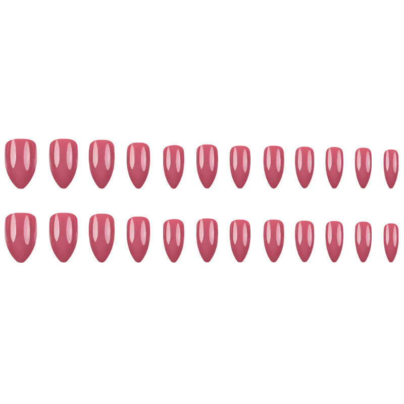 48pcs Almond Press On Nails Dusty Pink Solid Nails Elegant Glossy Manicure