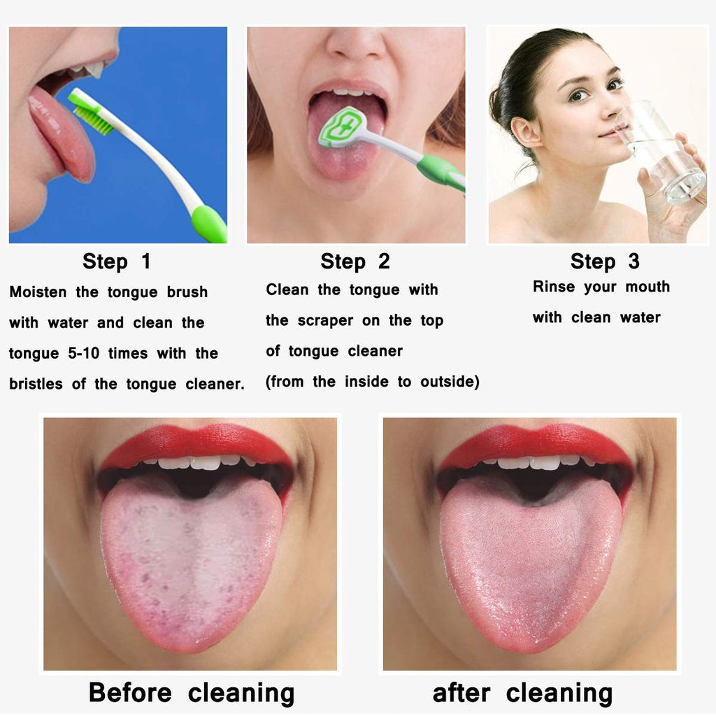 Tongue Scraper Cleaner Set for Bad Breath - 4 Pack, BPA-Free Dental Hygiene