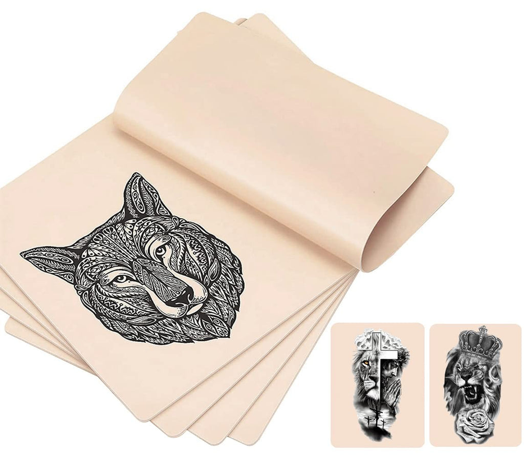 5 Pcs Blank Tattoo Practice Skin Double-Sided 8x6 in – Reusable Faux Skin for Tattoos, Brows, Liner