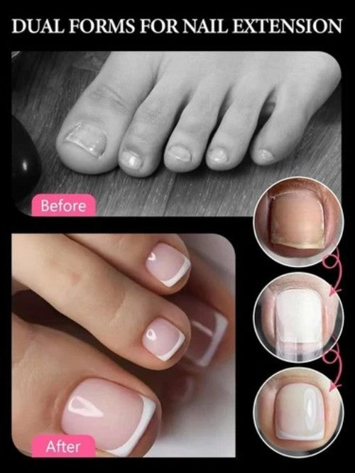 Poly Gel Toenail Kit with 12 Sizes Reusable Nail Forms for Toe Extensions