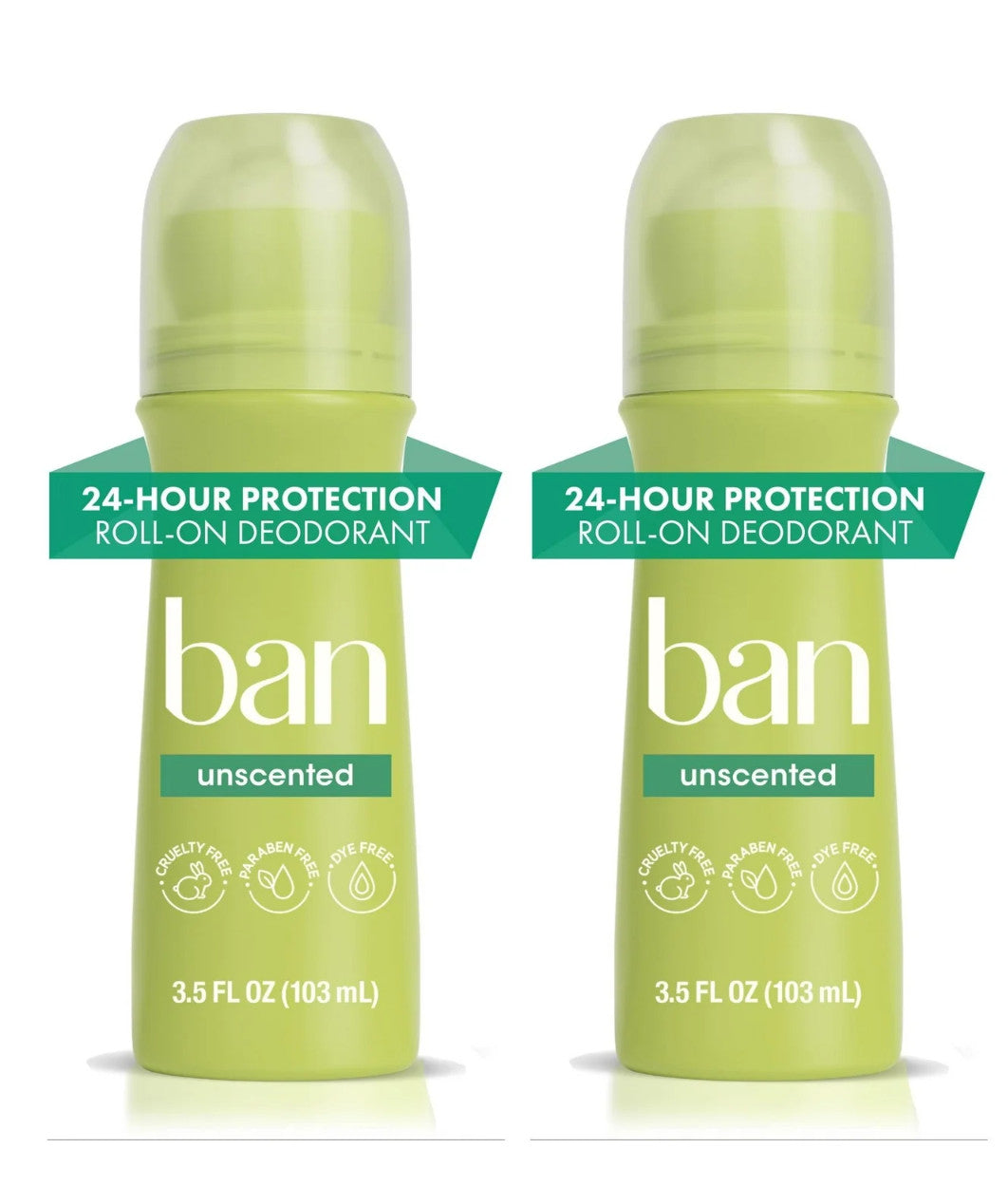 Unscented 24-Hour Invisible Antiperspirant Roll-On - 3.5 oz, Pack of 2