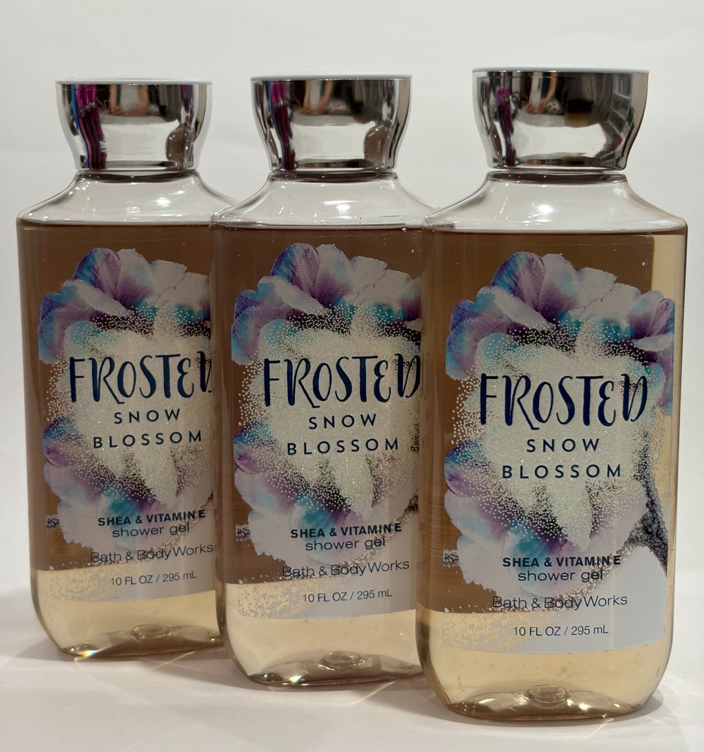 Bath & Body Works Frosted Snow Blossom Shea & Vitamin E Shower Gel Set - 3 x 10 oz