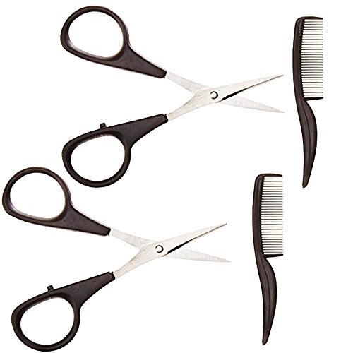 Men's Beard & Mustache Scissors and Mini Comb Trimming Kit - 2 Pack