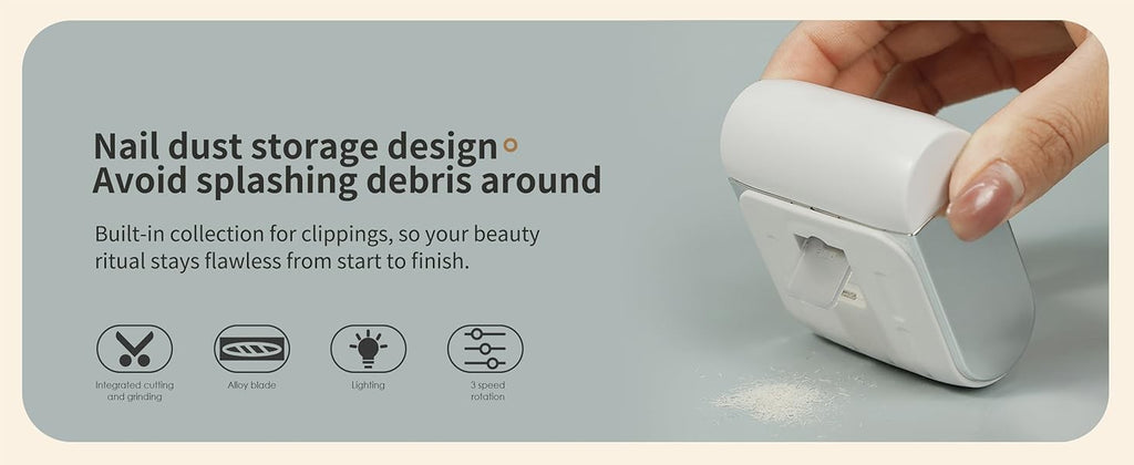 Electric Nail Clipper with LED Light and Adjustable Speed - Portable & Quiet